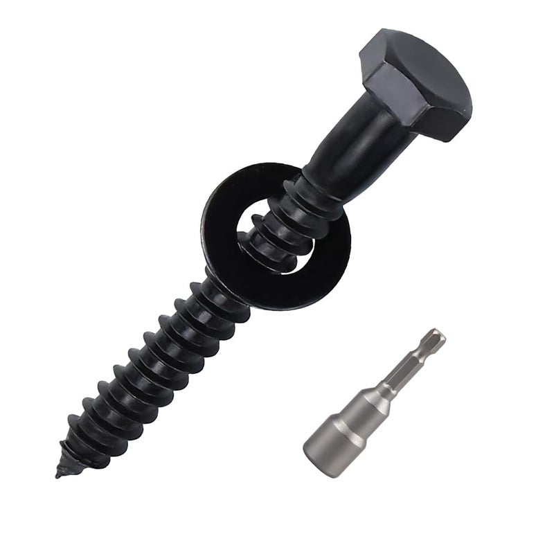 RoyceMart 10-Sets 5/16 x 2-1/2" Black Hex Head Lag Screws & Flat Washers, Heavy Duty Wood Lag Screws, 304 Stainless Steel (18-8), 5/16" Bolt - Image 1